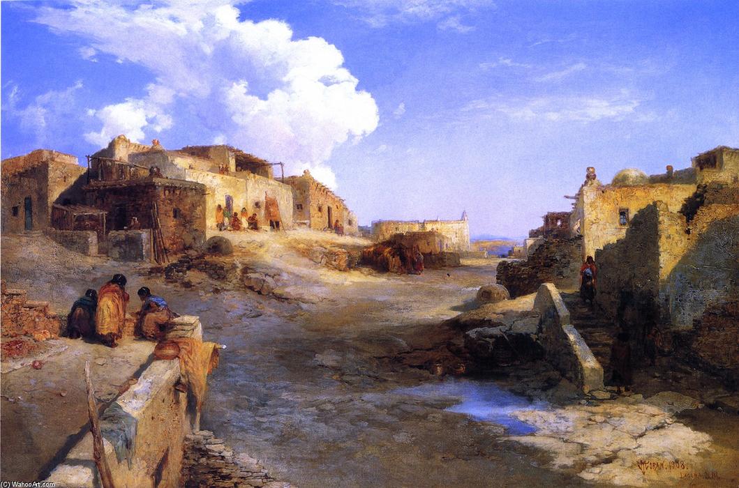 Wikioo.org - The Encyclopedia of Fine Arts - Painting, Artwork by Thomas Moran - An Indian Pueblo, Laguna, New Mexico