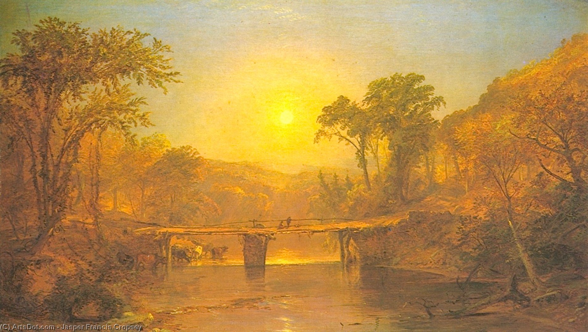 Wikioo.org - The Encyclopedia of Fine Arts - Painting, Artwork by Jasper Francis Cropsey - Indian Summer on the Delaware River