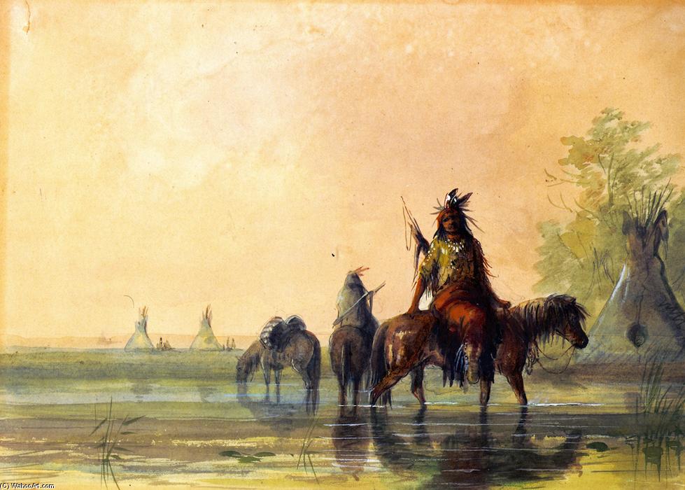 WikiOO.org - Encyclopedia of Fine Arts - Målning, konstverk Alfred Jacob Miller - Indian Village