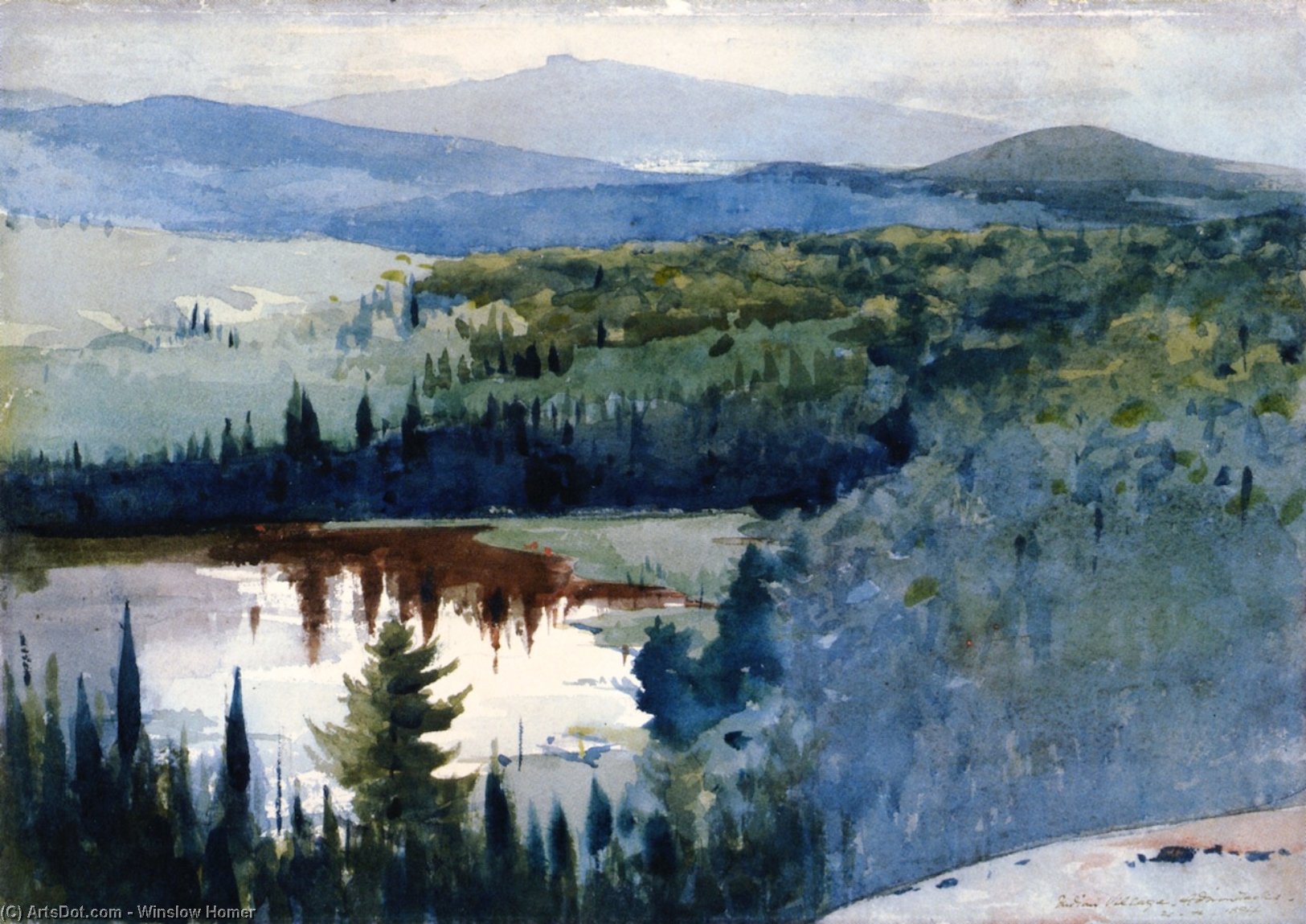 Wikioo.org - The Encyclopedia of Fine Arts - Painting, Artwork by Winslow Homer - Indian Village, Adirondacks