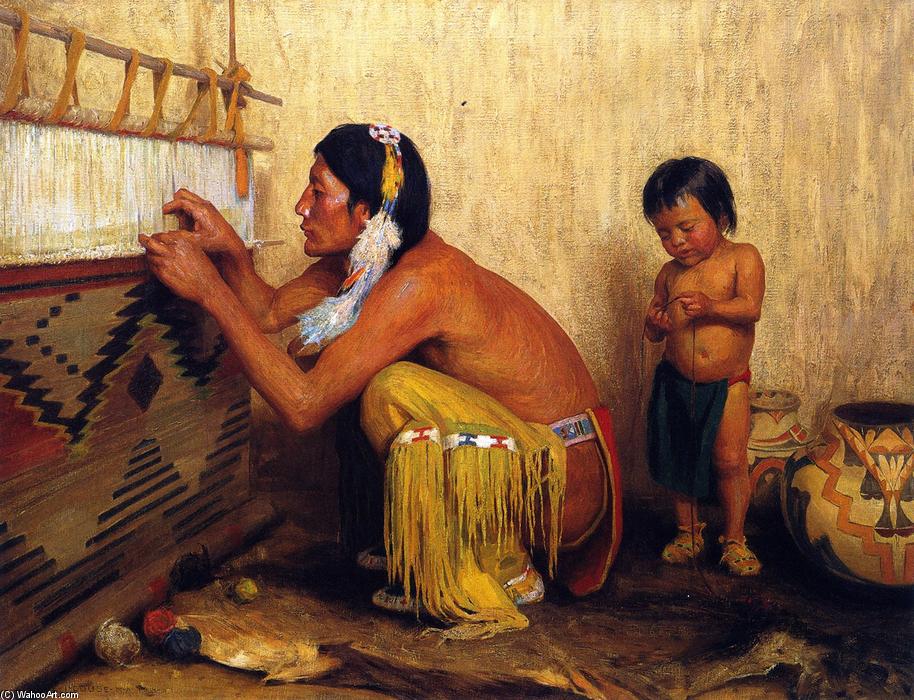 Wikioo.org - The Encyclopedia of Fine Arts - Painting, Artwork by Eanger Irving Couse - Indian Weaver