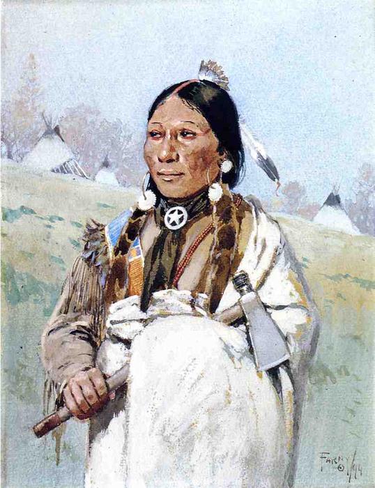 Wikioo.org - The Encyclopedia of Fine Arts - Painting, Artwork by Henry F Farny - Indian with Tomahawk