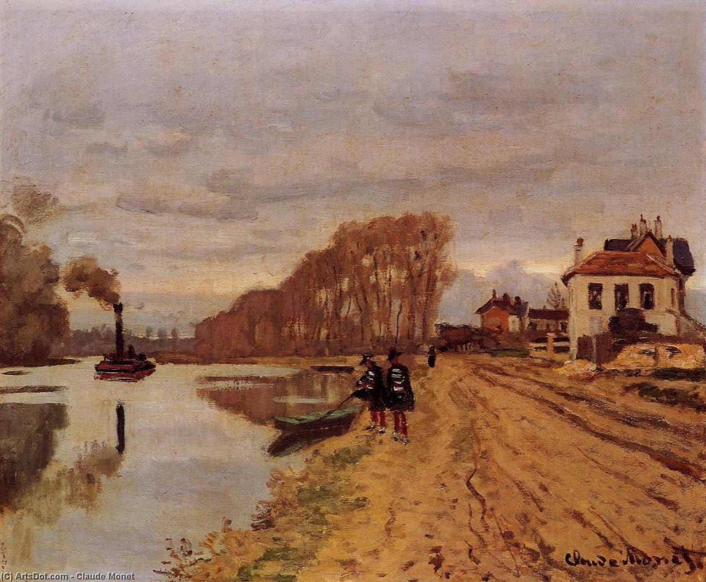 WikiOO.org - Enciklopedija likovnih umjetnosti - Slikarstvo, umjetnička djela Claude Monet - Infantry Guards Wandering along the River