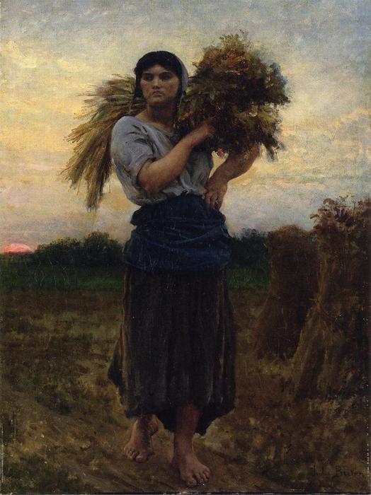 WikiOO.org - Güzel Sanatlar Ansiklopedisi - Resim, Resimler Jules Adolphe Aimé Louis Breton - In the Fields, Evening