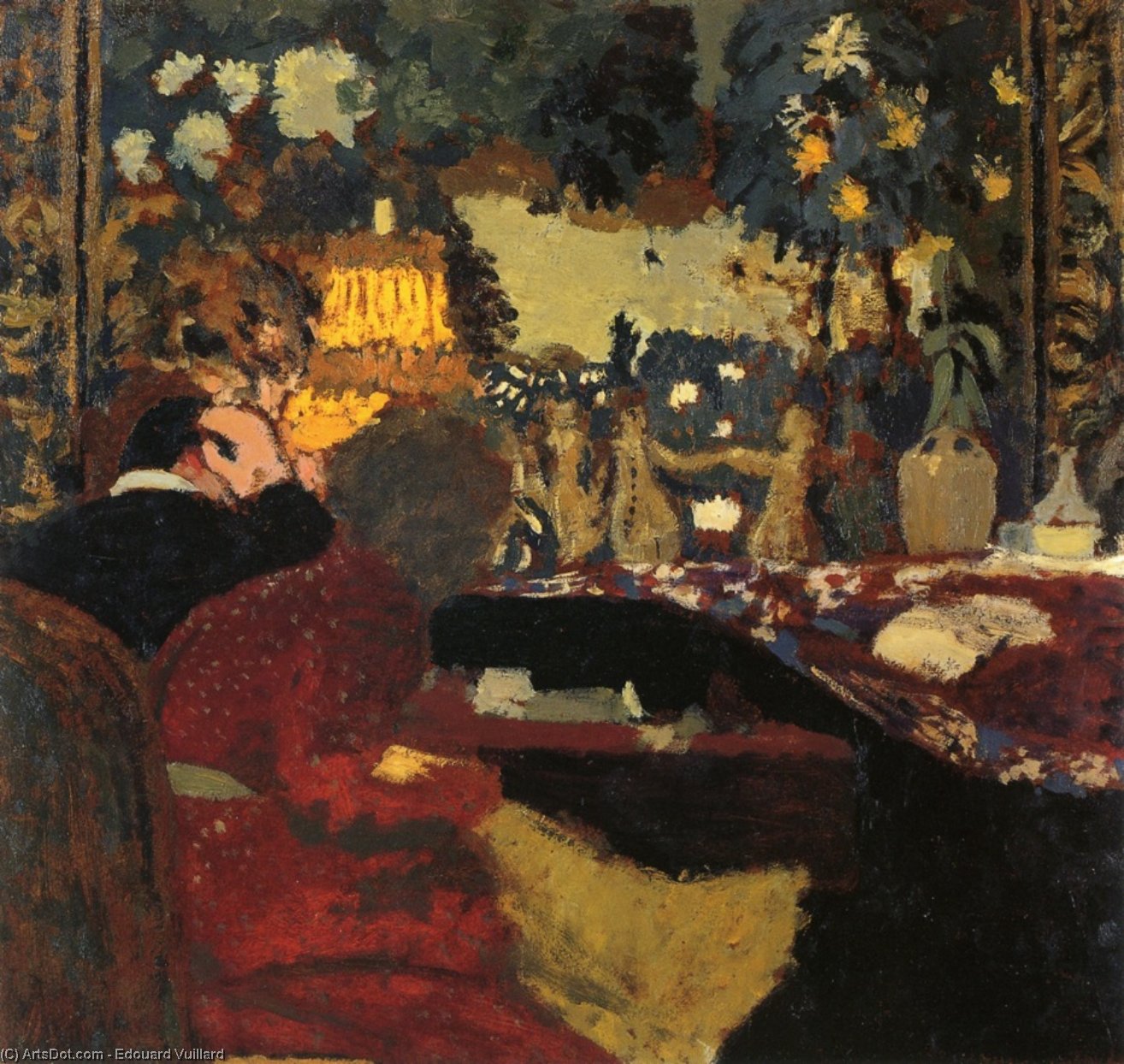 WikiOO.org - Encyclopedia of Fine Arts - Maalaus, taideteos Jean Edouard Vuillard - In front of a Tapestry, Misia and Thadee Nathanson, Rue St. Florentin
