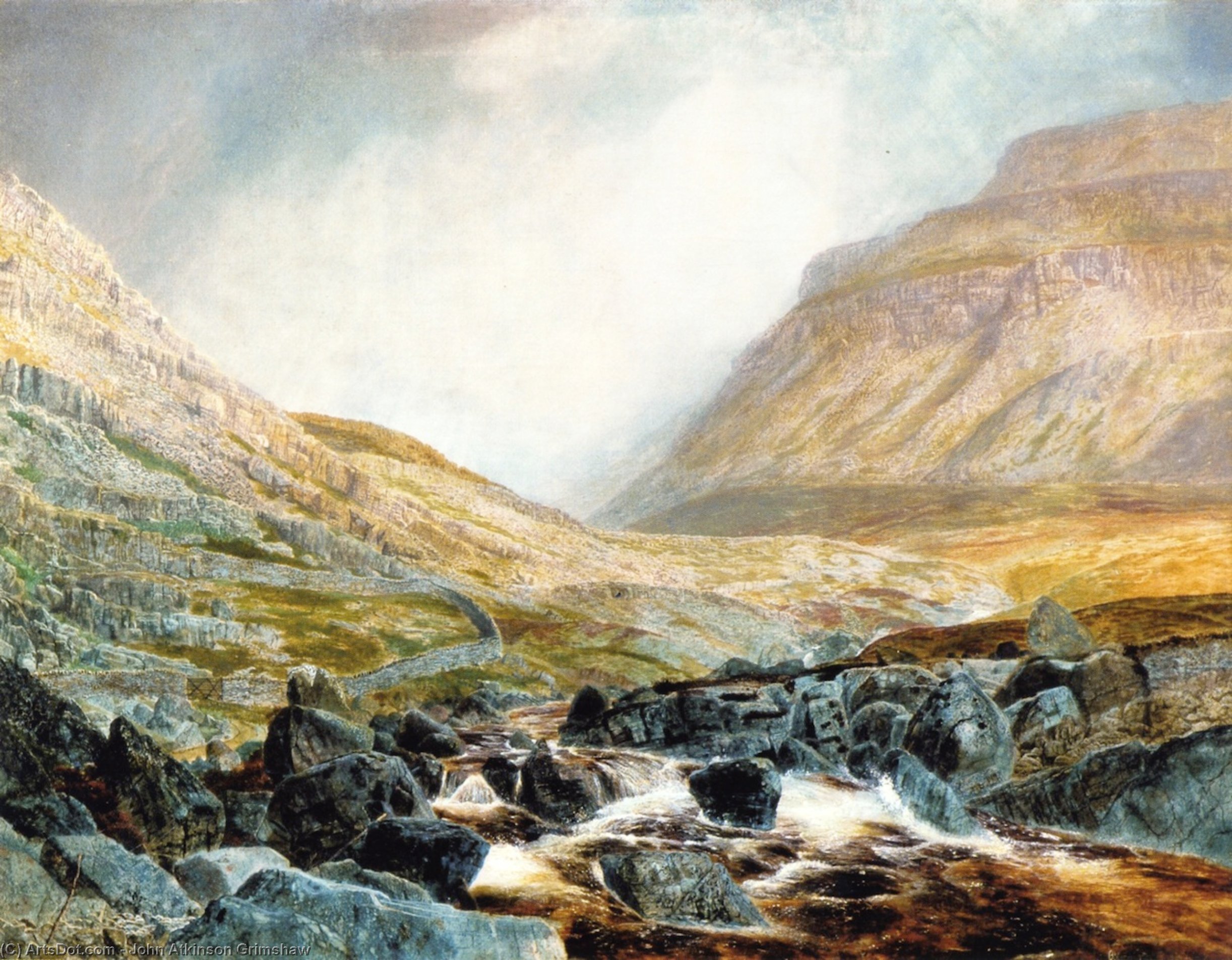 Wikioo.org - The Encyclopedia of Fine Arts - Painting, Artwork by John Atkinson Grimshaw - Ingleborough from under White Scar