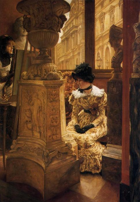 Wikioo.org - The Encyclopedia of Fine Arts - Painting, Artwork by James Jacques Joseph Tissot - In The Louvre