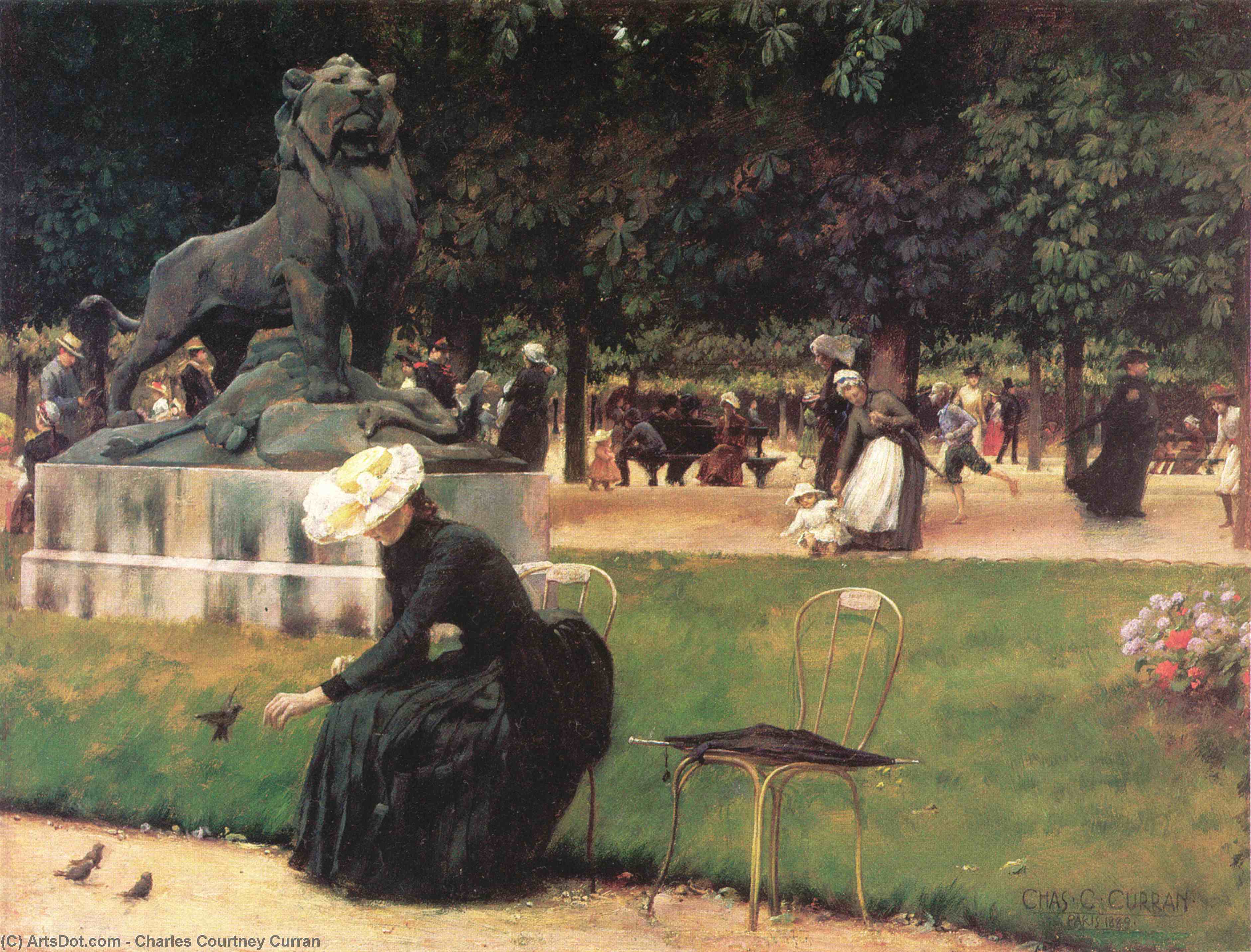 Wikioo.org - The Encyclopedia of Fine Arts - Painting, Artwork by Charles Courtney Curran - In the Luxembourg Garden