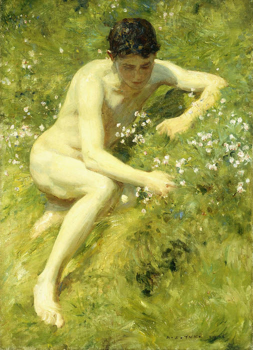 Wikioo.org - The Encyclopedia of Fine Arts - Painting, Artwork by Henry Scott Tuke - In the meadow