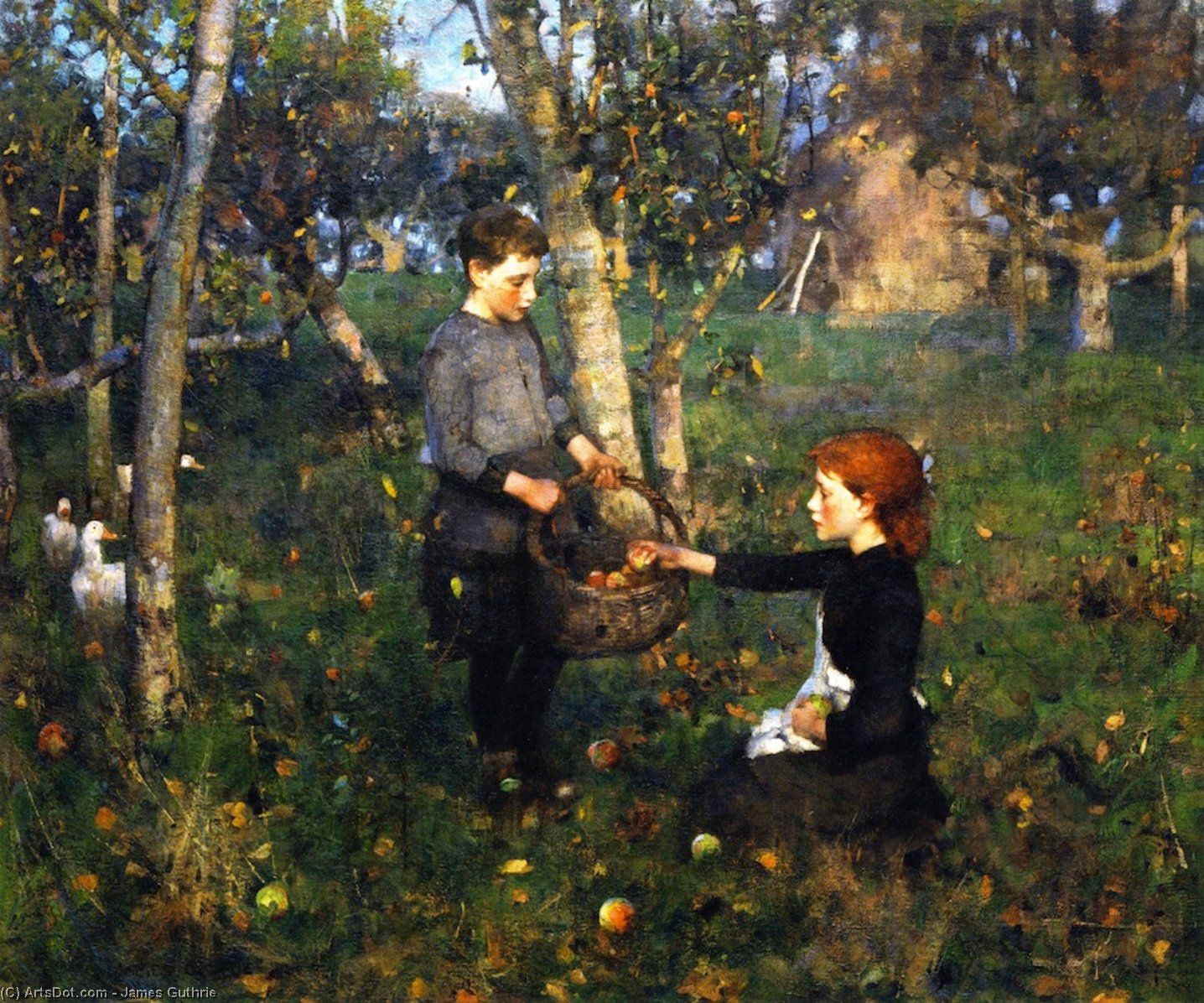 Wikioo.org - The Encyclopedia of Fine Arts - Painting, Artwork by James Guthrie - In the Orchard