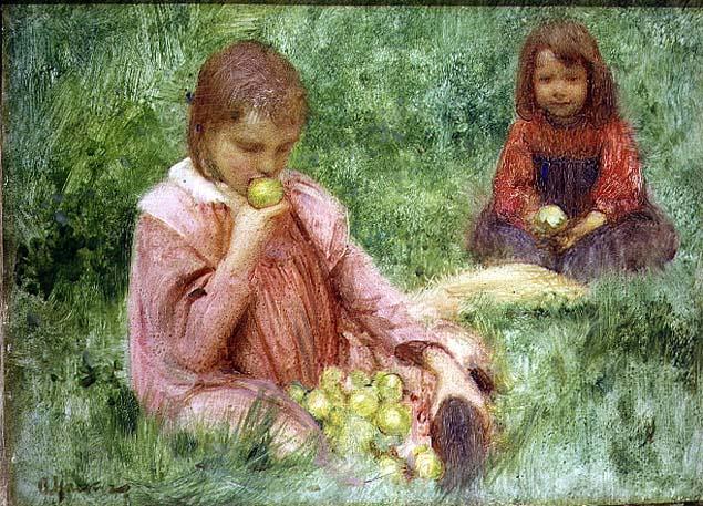 WikiOO.org - Encyclopedia of Fine Arts - Schilderen, Artwork Arthur Hacker - In the Orchard