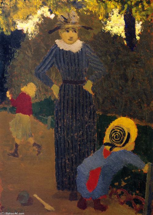 Wikioo.org - Bách khoa toàn thư về mỹ thuật - Vẽ tranh, Tác phẩm nghệ thuật Jean Edouard Vuillard - In the Public Garden - The Straw Hat