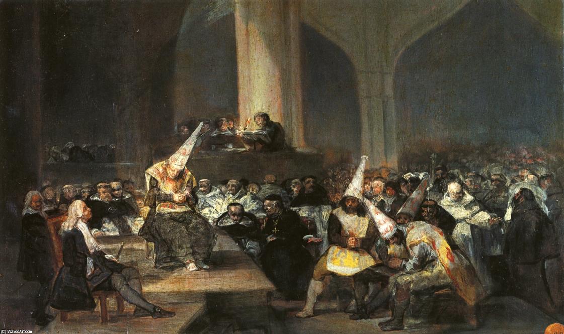 Wikoo.org - موسوعة الفنون الجميلة - اللوحة، العمل الفني Francisco De Goya - Inquisition Scene
