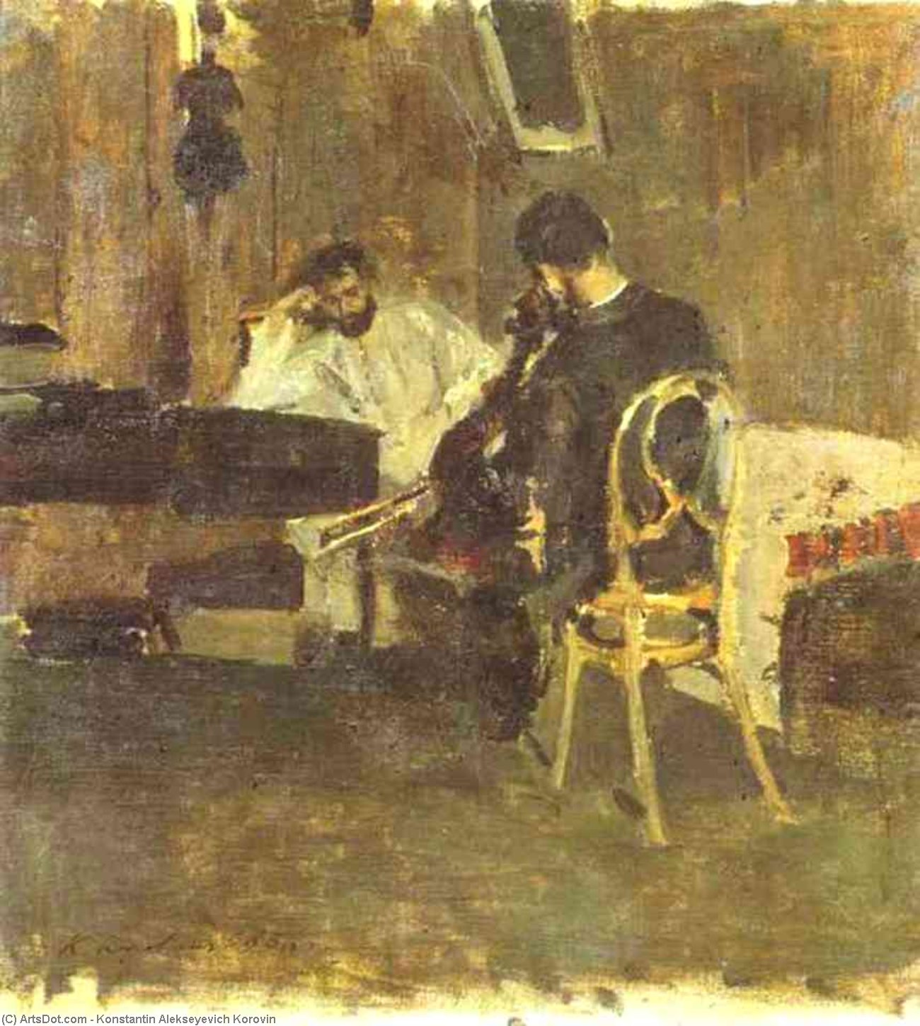 Wikioo.org - The Encyclopedia of Fine Arts - Painting, Artwork by Konstantin Alekseyevich Korovin - In a Room.