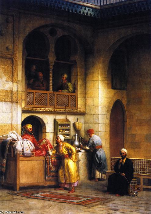Wikioo.org - The Encyclopedia of Fine Arts - Painting, Artwork by George Henry Hall - In a Rug Bazaar, Cairo