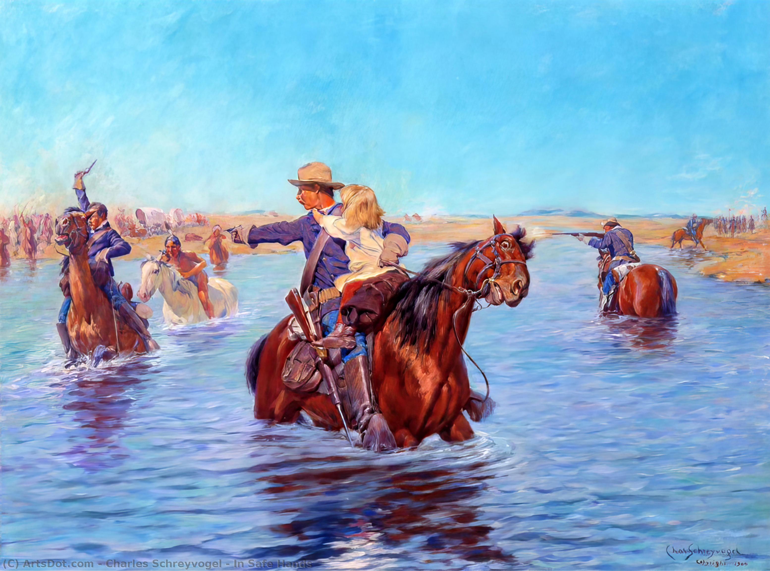 Wikioo.org - The Encyclopedia of Fine Arts - Painting, Artwork by Charles Schreyvogel - In Safe Hands