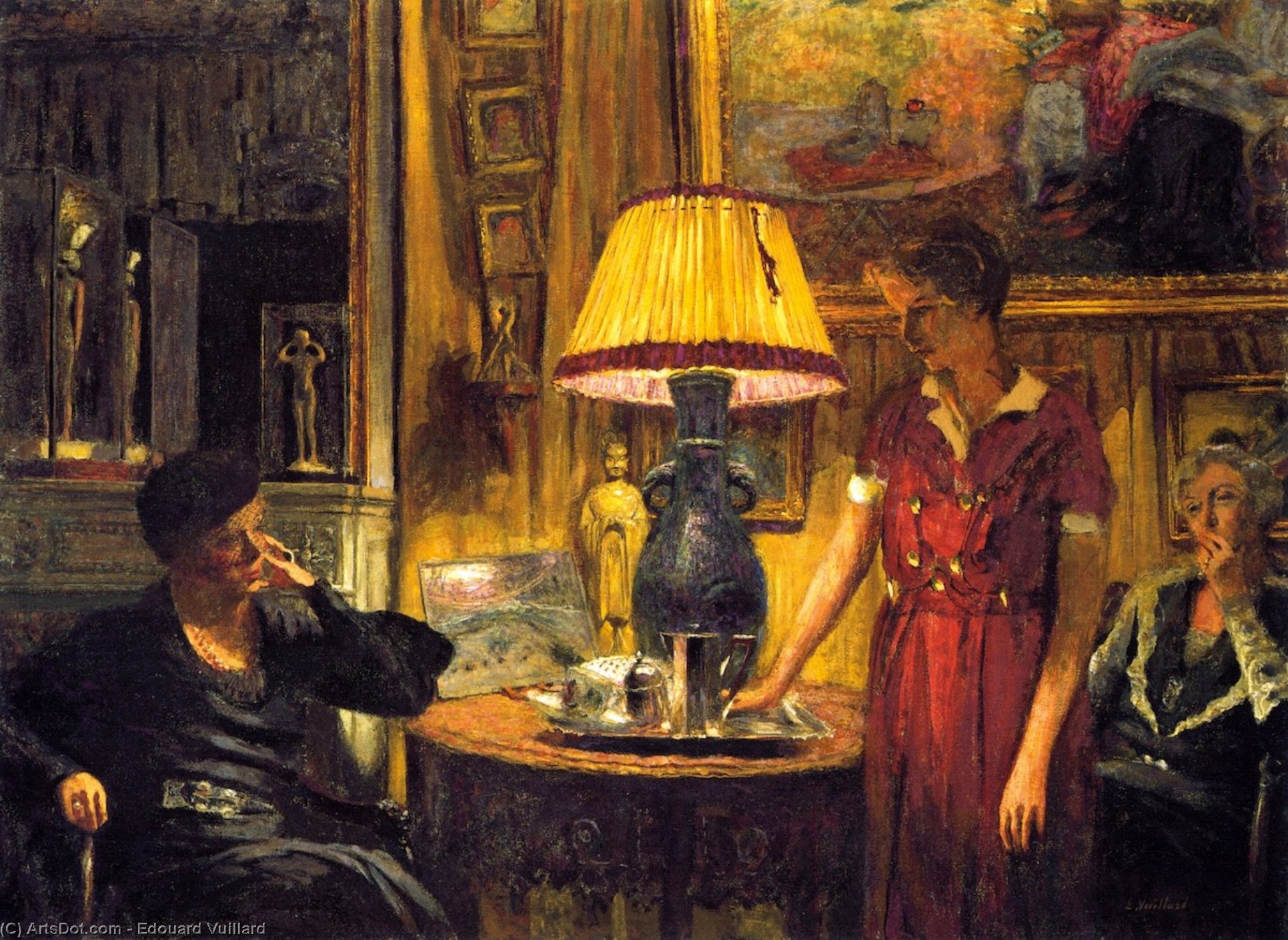 Wikioo.org - สารานุกรมวิจิตรศิลป์ - จิตรกรรม Jean Edouard Vuillard - In the Salon, Evening, Rue de Naples