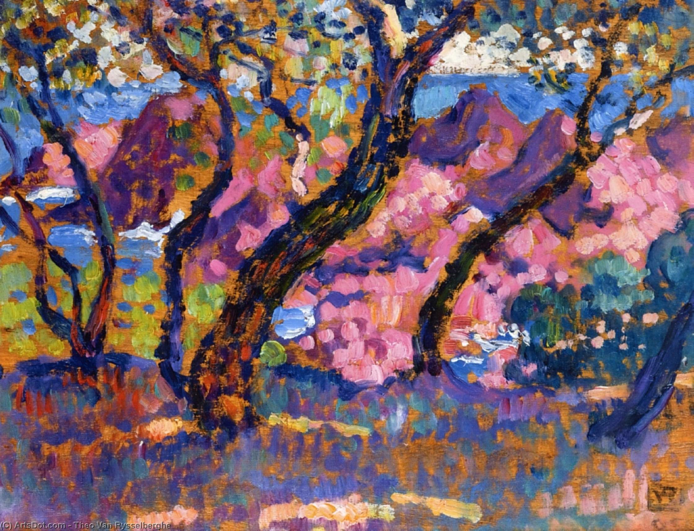 Wikioo.org – L'Enciclopedia delle Belle Arti - Pittura, Opere di Theo Van Rysselberghe - In ombra dei pini studiare