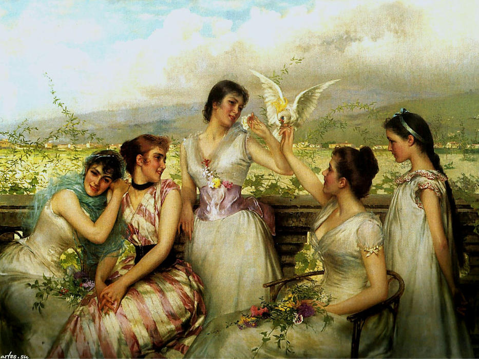 Wikioo.org - The Encyclopedia of Fine Arts - Painting, Artwork by Vittorio Matteo Corcos - In the sunny south