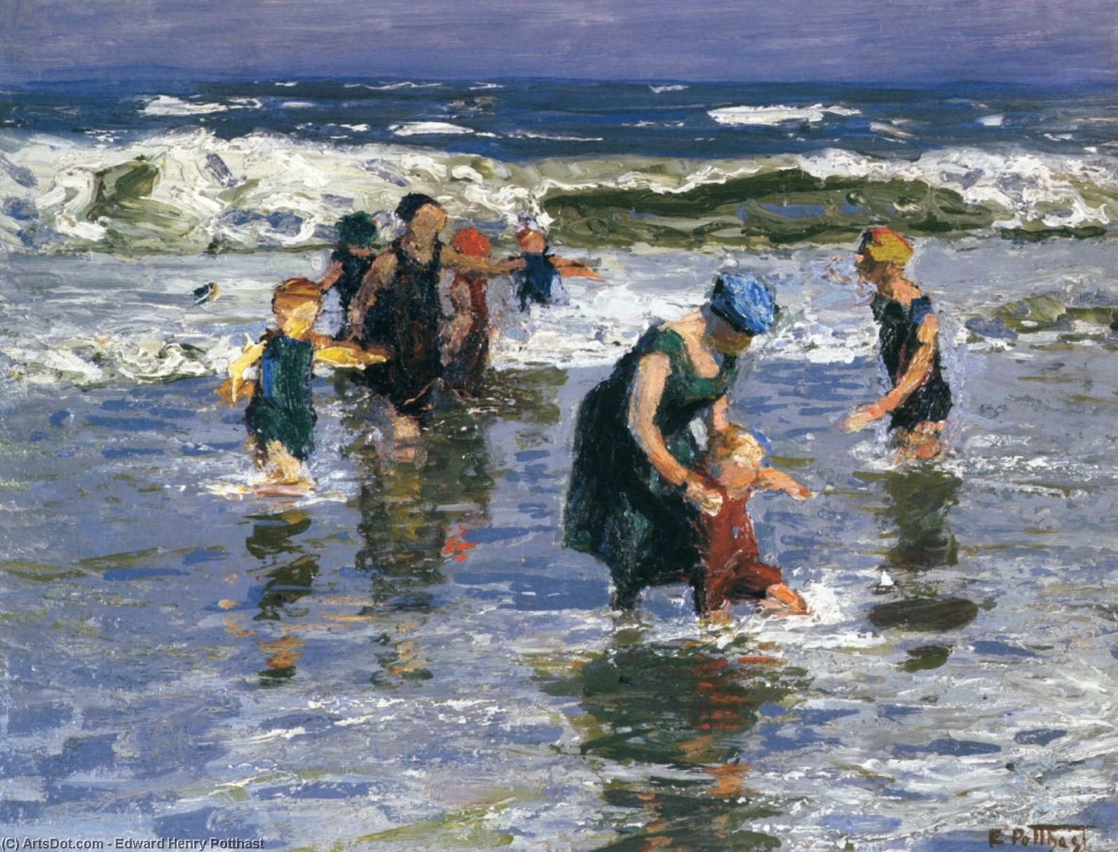 Wikioo.org - The Encyclopedia of Fine Arts - Painting, Artwork by Edward Henry Potthast - In the Surf