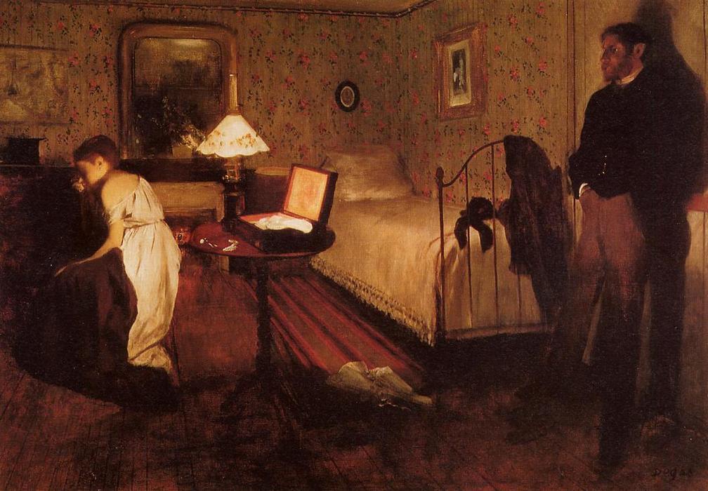 Wikoo.org - موسوعة الفنون الجميلة - اللوحة، العمل الفني Edgar Degas - Interior (also known as The Rape)