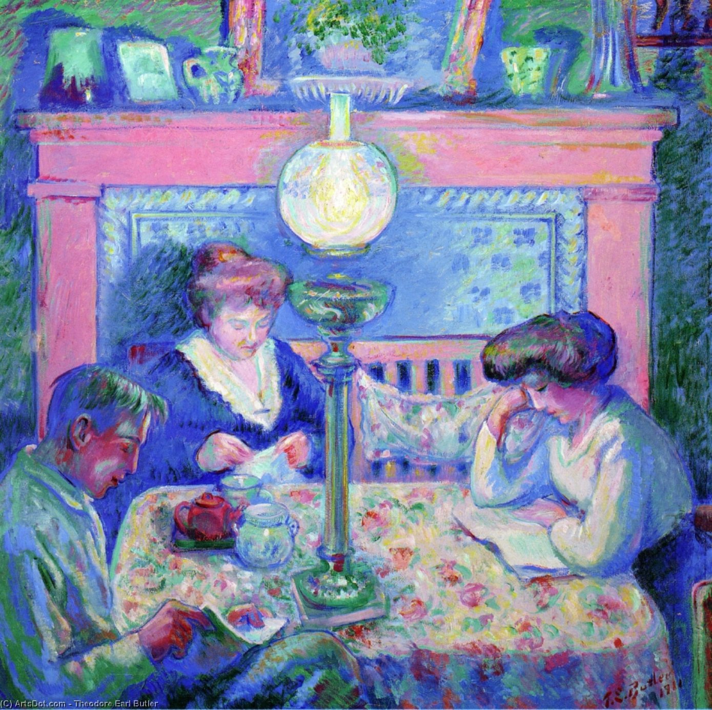WikiOO.org - Encyclopedia of Fine Arts - Lukisan, Artwork Theodore Earl Butler - Interior after Dinner