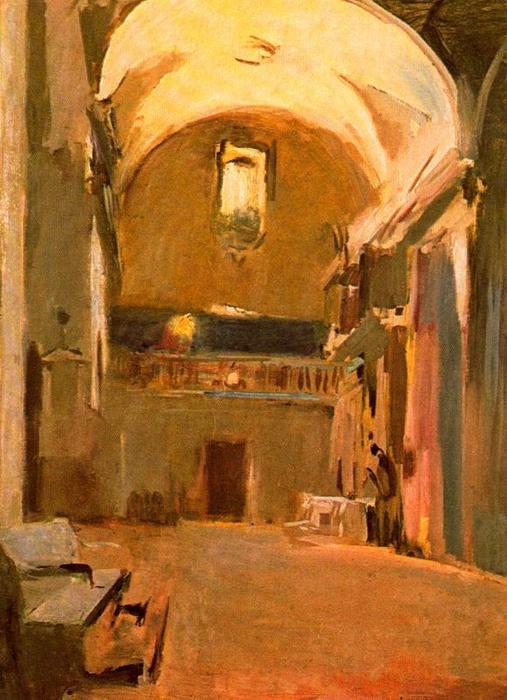Wikioo.org - The Encyclopedia of Fine Arts - Painting, Artwork by Joaquin Mir Trinxet - Interior de iglesia