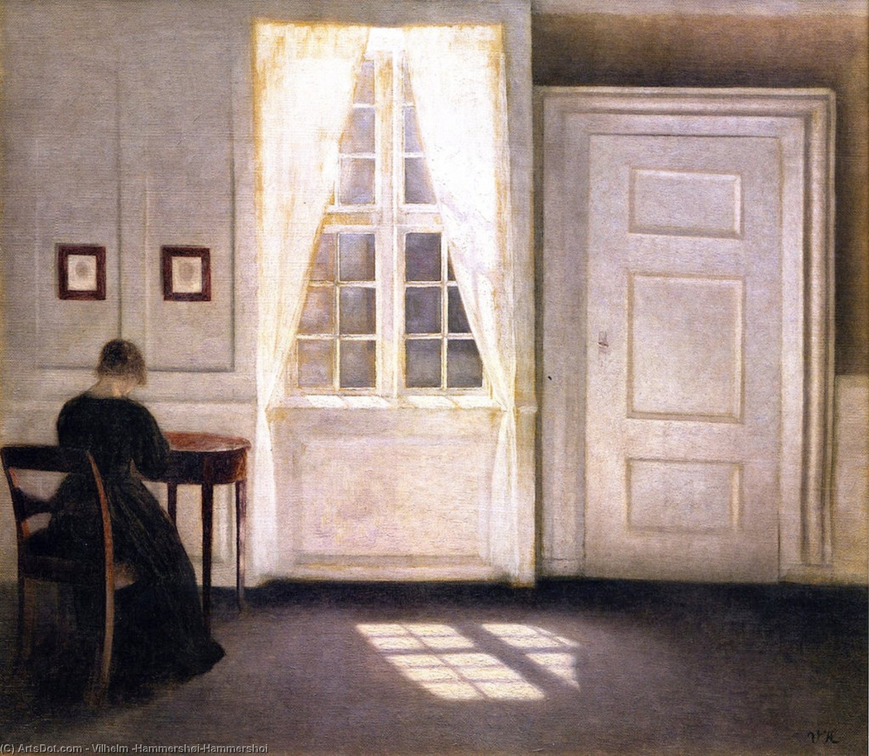 Wikioo.org - The Encyclopedia of Fine Arts - Painting, Artwork by Vilhelm (Hammershøi)Hammershoi - Interior from Strandgade with Sunlight on the Floor