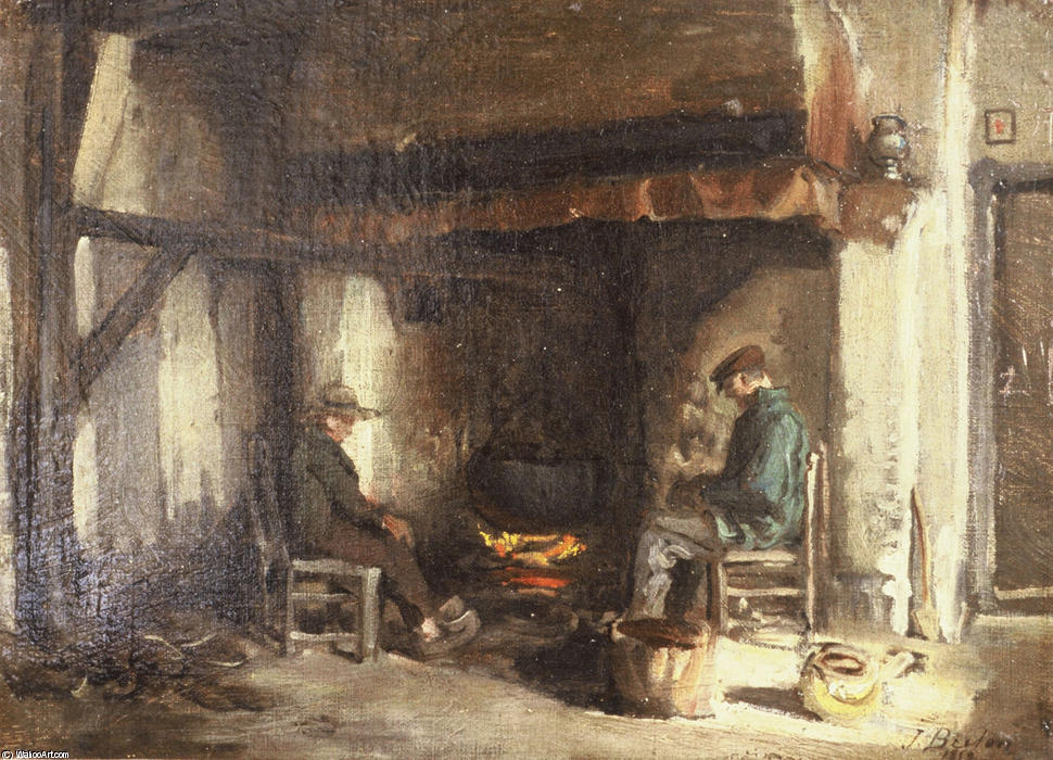 Wikioo.org - The Encyclopedia of Fine Arts - Painting, Artwork by Jules Adolphe Aimé Louis Breton - Interior in Kempen