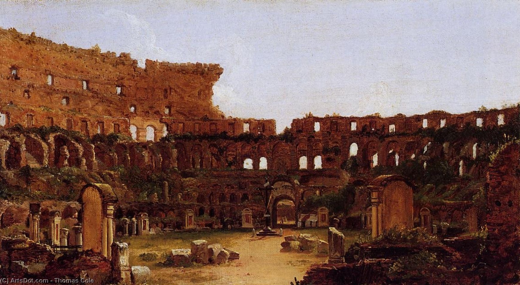 Wikioo.org - The Encyclopedia of Fine Arts - Painting, Artwork by Thomas Cole - Interior of the Colosseum, Rome