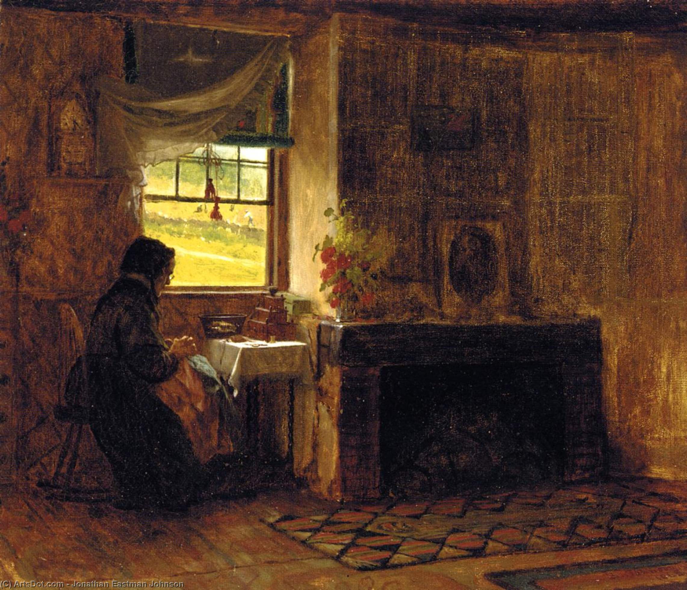 Wikioo.org - The Encyclopedia of Fine Arts - Painting, Artwork by Jonathan Eastman Johnson - Interior of a Farm House in Maine