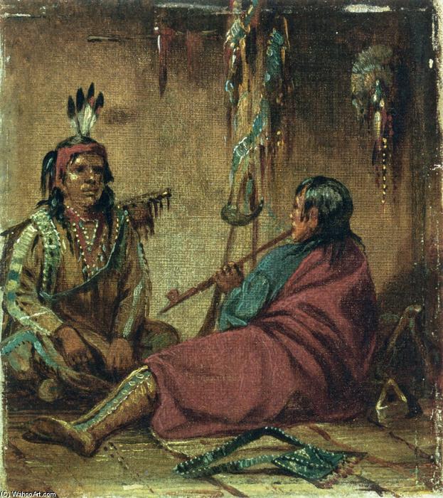 Wikioo.org - The Encyclopedia of Fine Arts - Painting, Artwork by John Mix Stanley - Interior of Wigwam