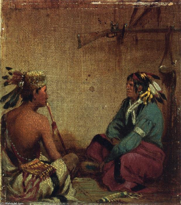 Wikioo.org - The Encyclopedia of Fine Arts - Painting, Artwork by John Mix Stanley - Interior of Wigwam