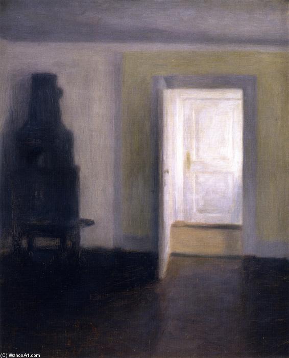 Wikioo.org - The Encyclopedia of Fine Arts - Painting, Artwork by Vilhelm (Hammershøi)Hammershoi - Interior, An Old Stove, Albertines Lyst, Lyngby