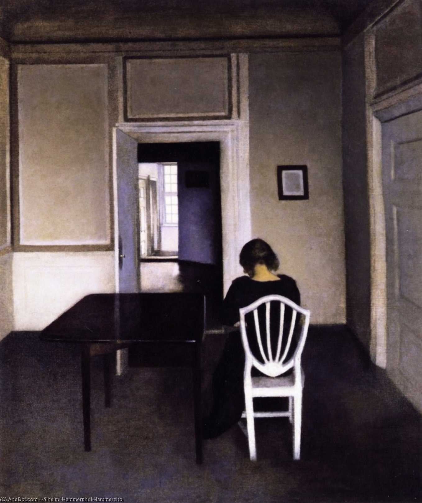 Wikioo.org - The Encyclopedia of Fine Arts - Painting, Artwork by Vilhelm (Hammershøi)Hammershoi - Interior with Ida in a White Chair