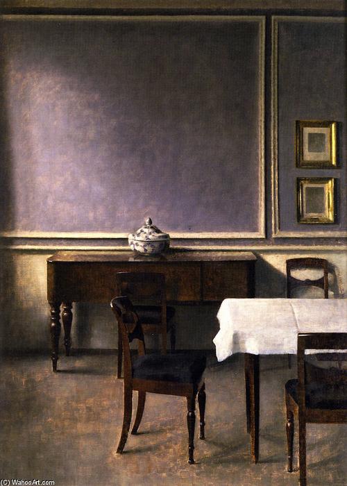 Wikioo.org - The Encyclopedia of Fine Arts - Painting, Artwork by Vilhelm (Hammershøi)Hammershoi - Interior with Punchbowl