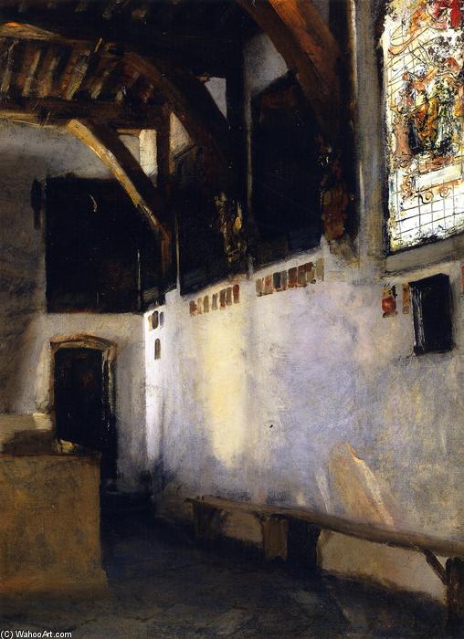 Wikioo.org - The Encyclopedia of Fine Arts - Painting, Artwork by John Singer Sargent - Interior with Stained-Glass Window