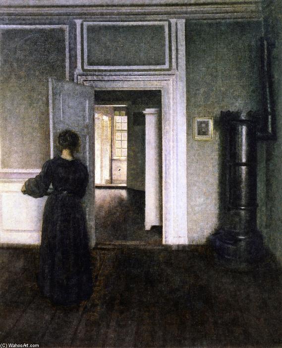 Wikioo.org - The Encyclopedia of Fine Arts - Painting, Artwork by Vilhelm (Hammershøi)Hammershoi - Interior with Stove