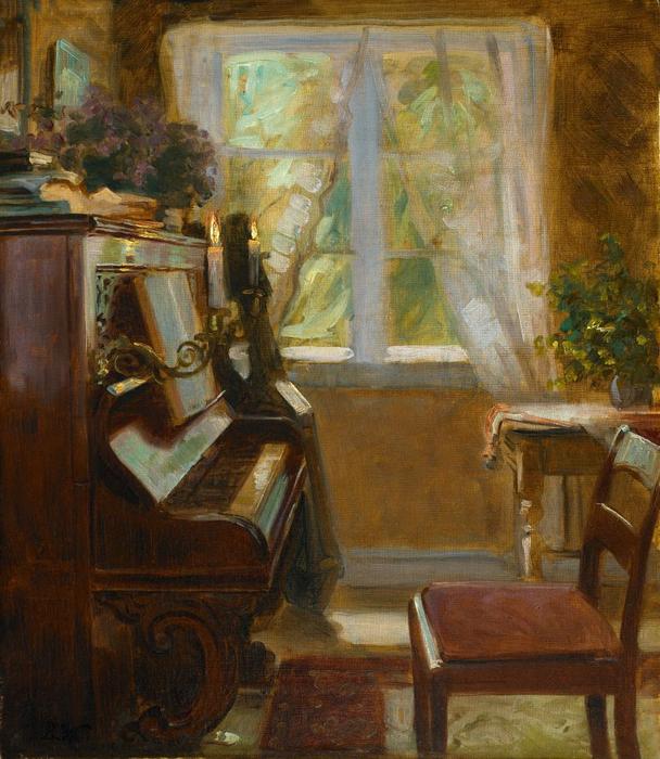 Wikioo.org - The Encyclopedia of Fine Arts - Painting, Artwork by Bertha Wegmann - Interior with Wegmann's Piano