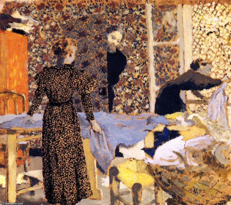Wikioo.org - The Encyclopedia of Fine Arts - Painting, Artwork by Jean Edouard Vuillard - Interior with Work Table (also known as The Suitor)