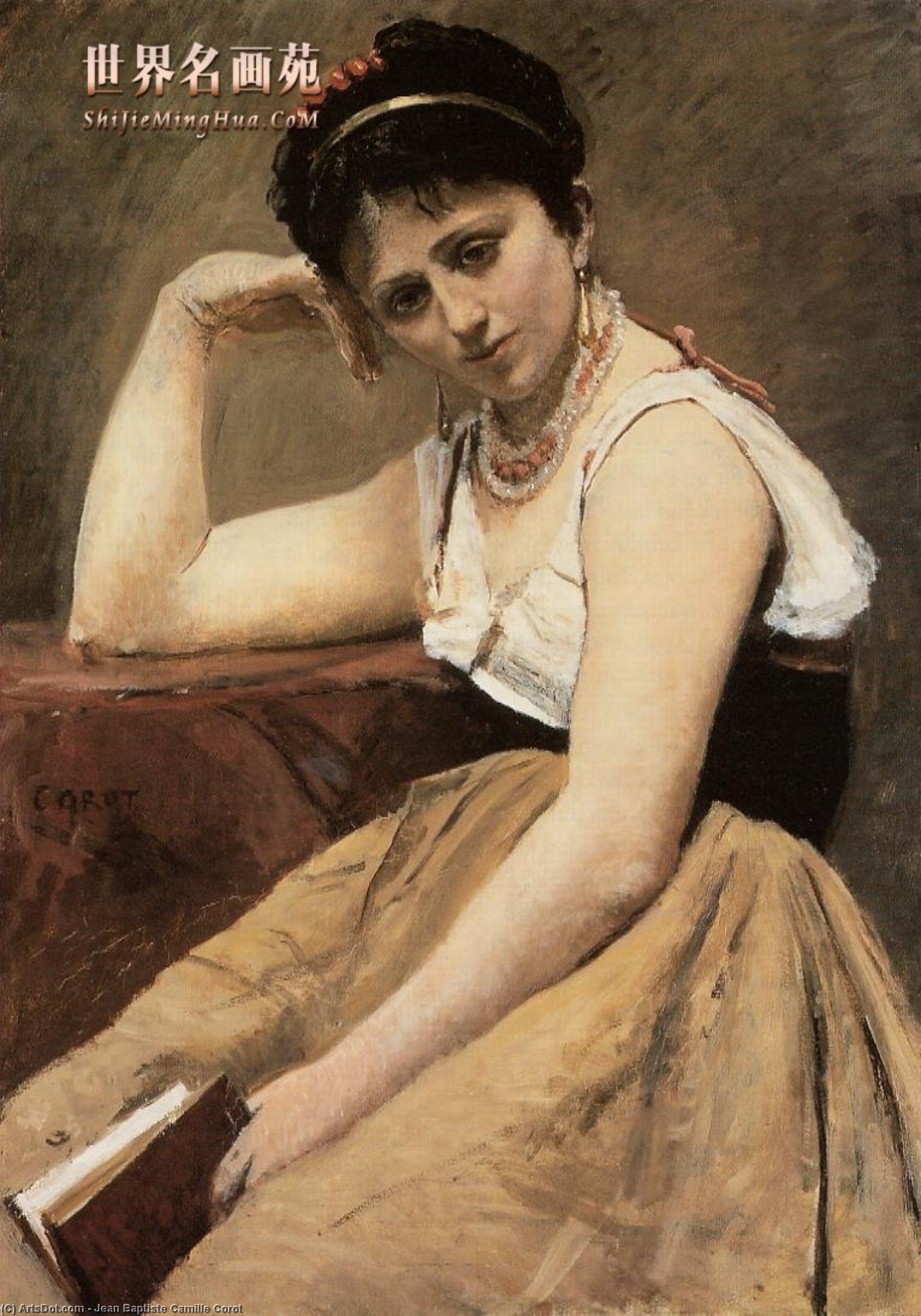 WikiOO.org - Güzel Sanatlar Ansiklopedisi - Resim, Resimler Jean Baptiste Camille Corot - Interrupted Reading
