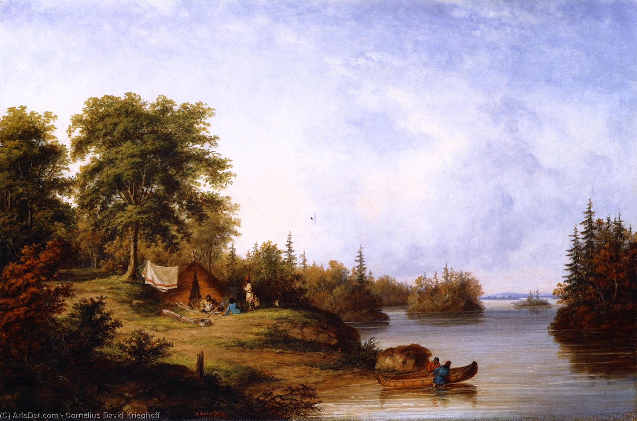 Wikioo.org - The Encyclopedia of Fine Arts - Painting, Artwork by Cornelius David Krieghoff - In the Thousand Island