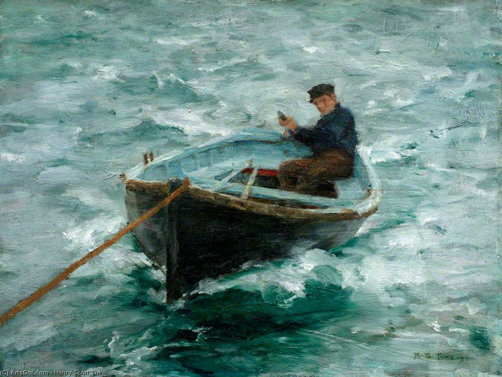 Wikioo.org - The Encyclopedia of Fine Arts - Painting, Artwork by Henry Scott Tuke - In Tow