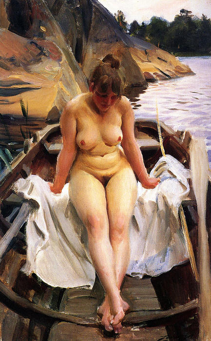 Wikioo.org - The Encyclopedia of Fine Arts - Painting, Artwork by Anders Leonard Zorn - In Werner's row boat