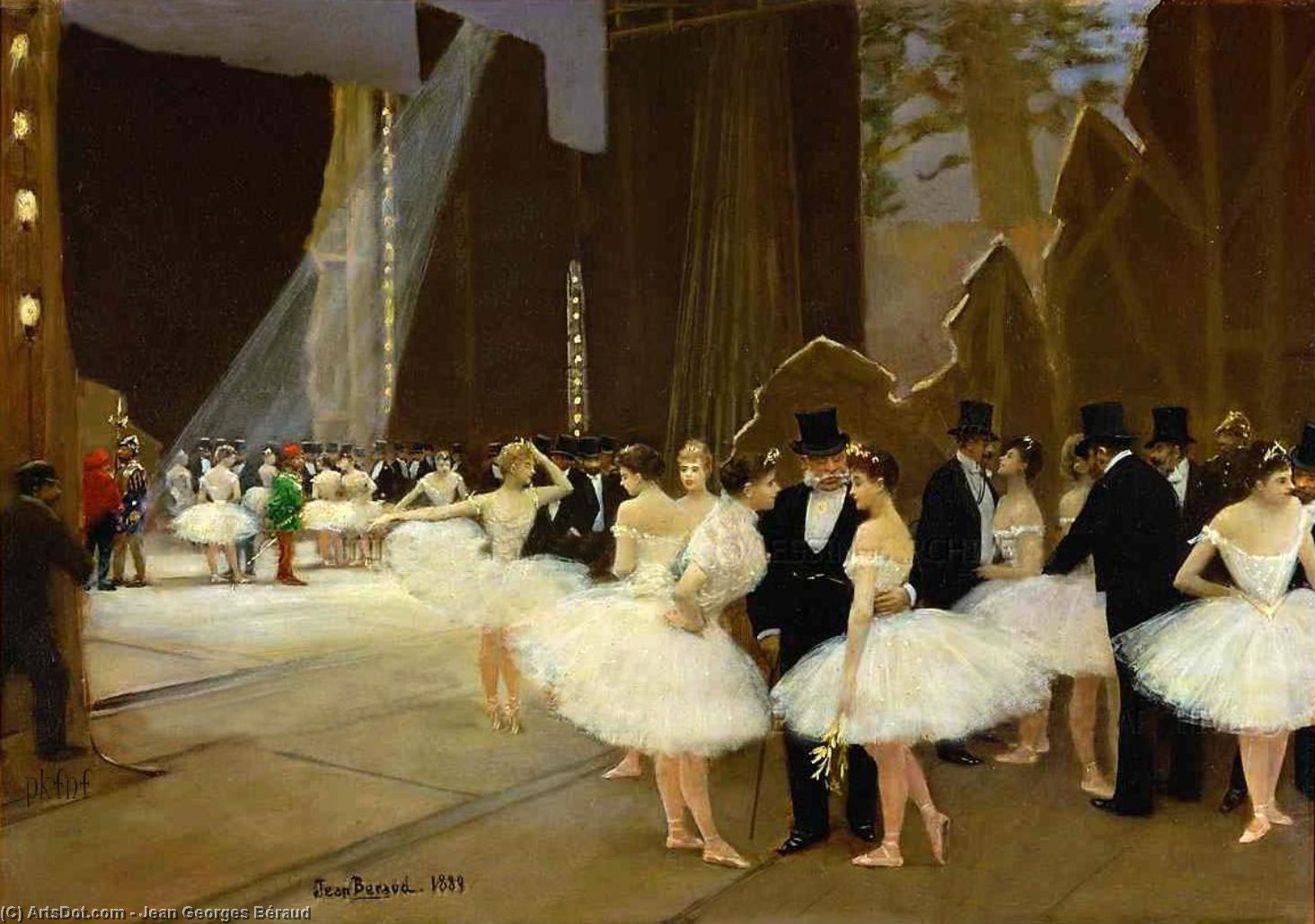 Wikioo.org - The Encyclopedia of Fine Arts - Painting, Artwork by Jean Georges Béraud - In the Wings at the Opera House