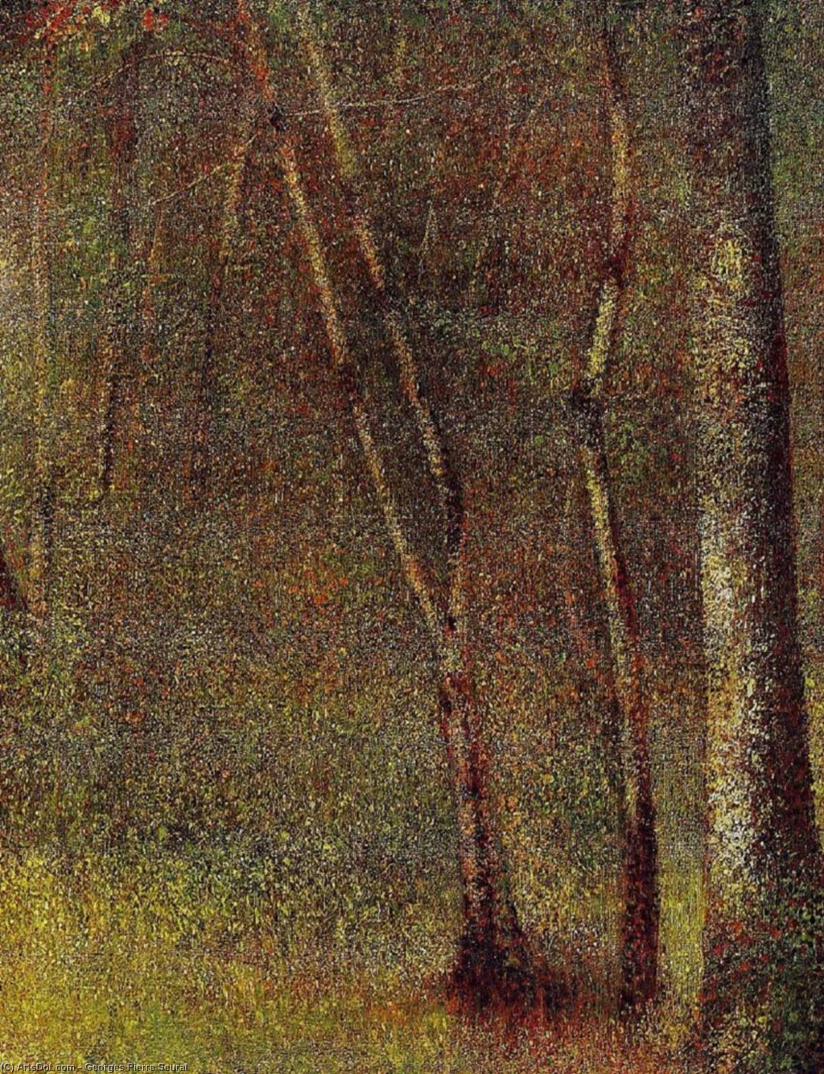 Wikioo.org - The Encyclopedia of Fine Arts - Painting, Artwork by Georges Pierre Seurat - In the Woods at Pontaubert
