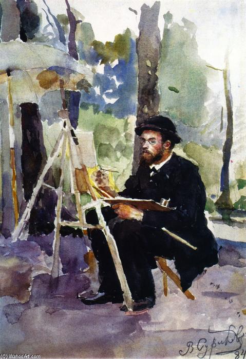 Wikioo.org - The Encyclopedia of Fine Arts - Painting, Artwork by Vasili Ivanovich Surikov - I. Ostroukov at the Easel