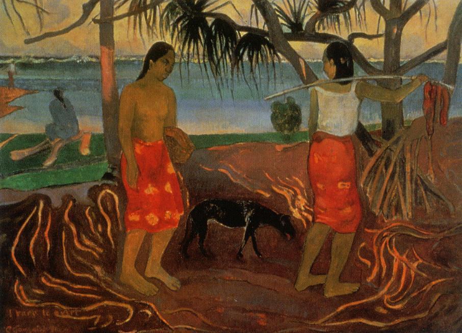 WikiOO.org - Енциклопедія образотворчого мистецтва - Живопис, Картини
 Paul Gauguin - I rara te oviri (also known as Beneath the Pandanus Tree)