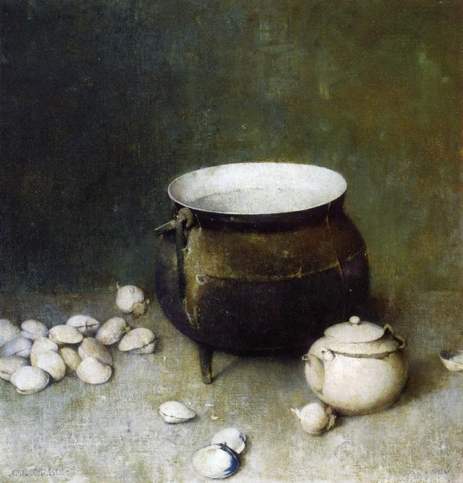 Wikioo.org - The Encyclopedia of Fine Arts - Painting, Artwork by Soren Emil Carlsen - Iron Kettle and Clams