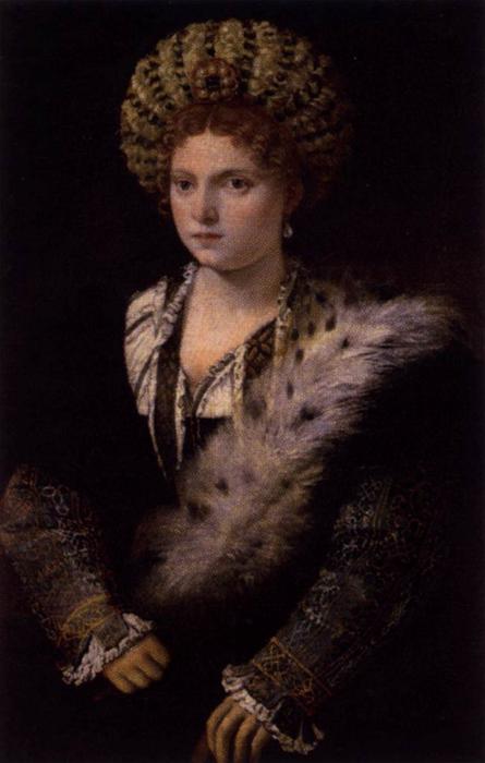 Wikoo.org - موسوعة الفنون الجميلة - اللوحة، العمل الفني Tiziano Vecellio (Titian) - Isabella d'Este, Duchess of Mantua
